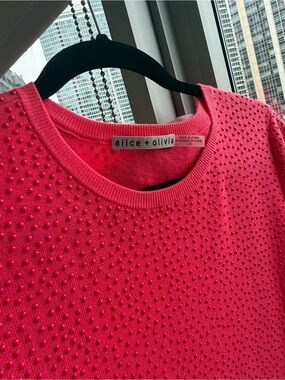 Alice + Olivia Hot Pink Textured Crewneck Mini dress
